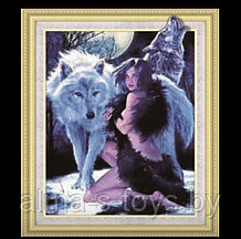 Алмазная мозаика 30*40 5Д девушка с волком