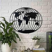 Декоративное деревянное панно "Карта мира" (размер 58*30 см) №21