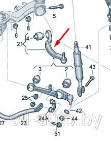 Рычаг нижний кривой L, AUDI ALLROAD 00-05, JTC1042 TRW