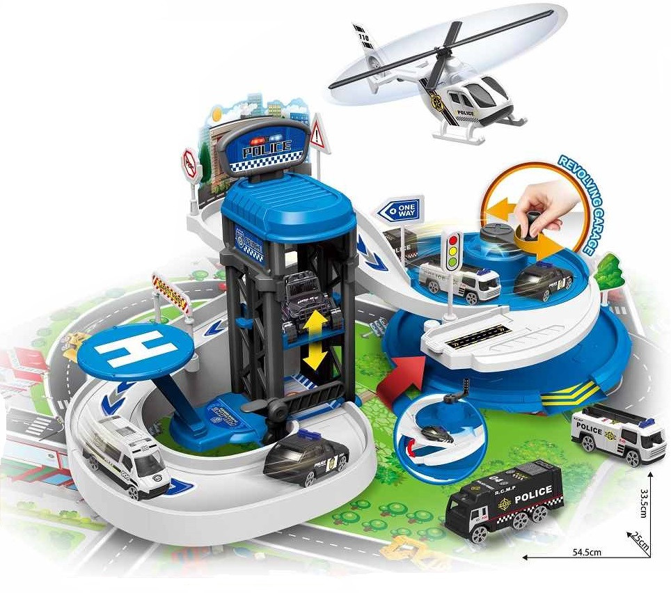 Игровой набор Полиция паркинг, вертолет и машинки в комплекте, 660-A336 (54.5х25х33.5) - фото 1 - id-p169472339