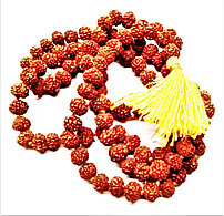 Четки Рудракша Rudraksh d=7-8мм, 5ликов, 108 бусин - для духовной практики