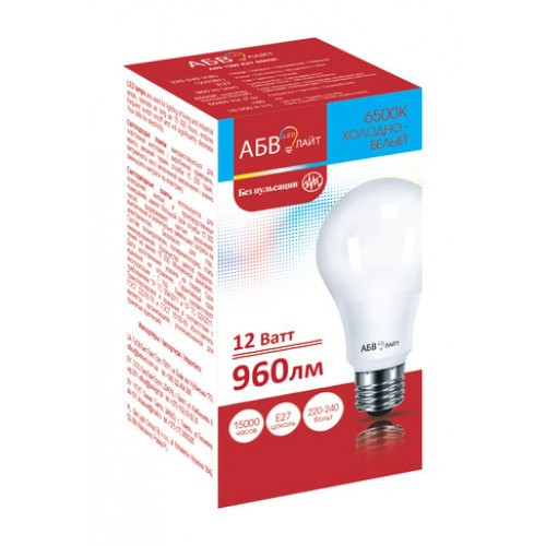 Лампа светодиодная A60 10W E27 6500К (800Lm) АБВ LED лайт - фото 1 - id-p169250816