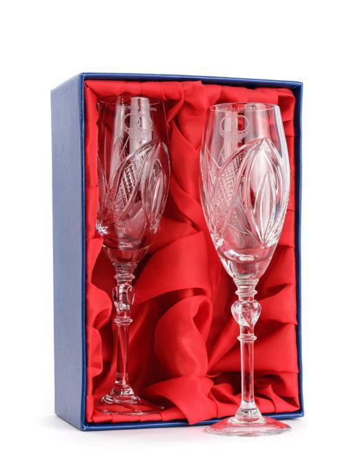 НЕМАН Фужеры хрустальные для шампанского с гравировкой "Свадебные" 230 мл 2 шт - фото 1 - id-p169167721