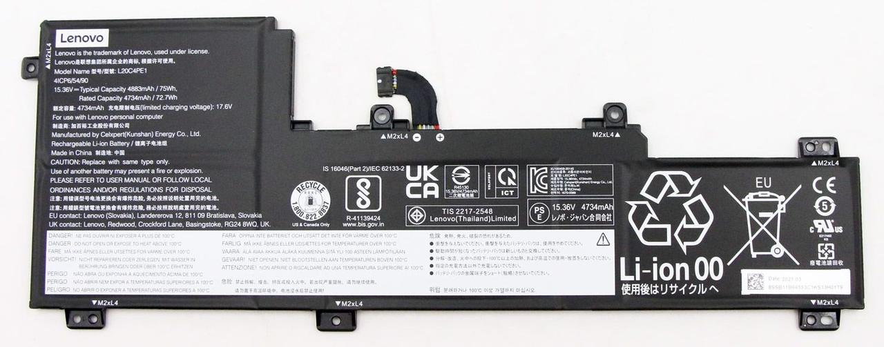 Оригинальный аккумулятор (батарея) для ноутбука Lenovo IdeaPad 5 Pro-16 (L20M4PE1) 15.36V 75Wh - фото 1 - id-p169486998