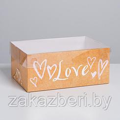 Коробка на 6 капкейков «Love», 16 х 23 х 10 см