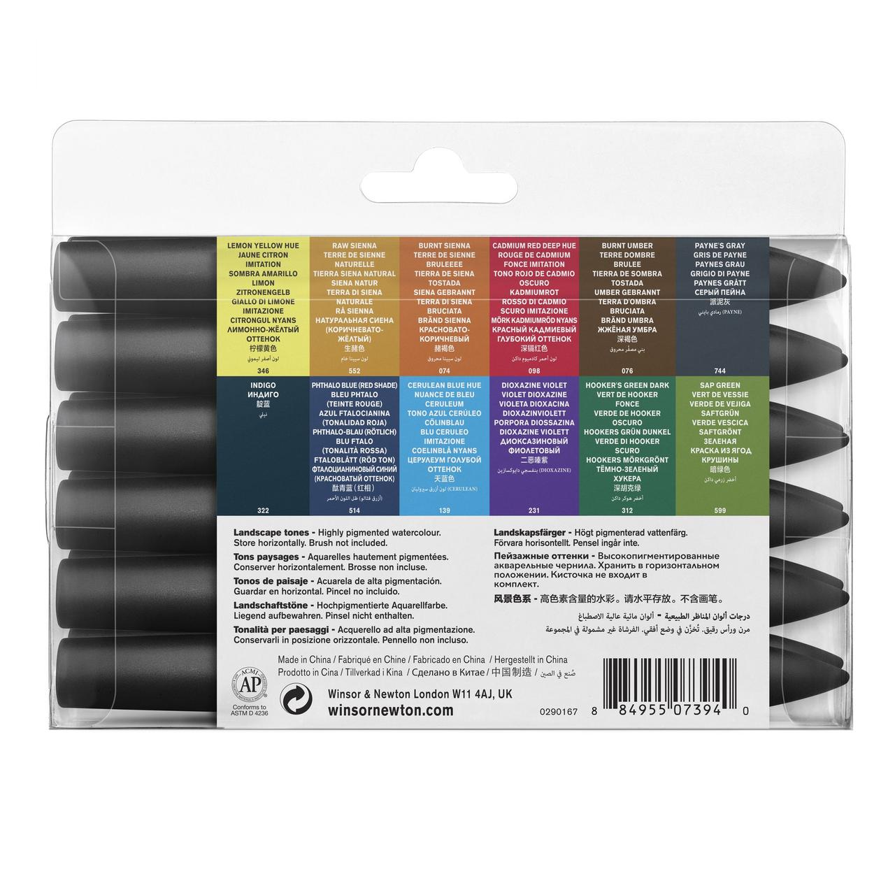 Набор маркеров акварельных Winsor&Newton WATERCOLOUR MARKER 12 LANDSCAPE - фото 3 - id-p169492581