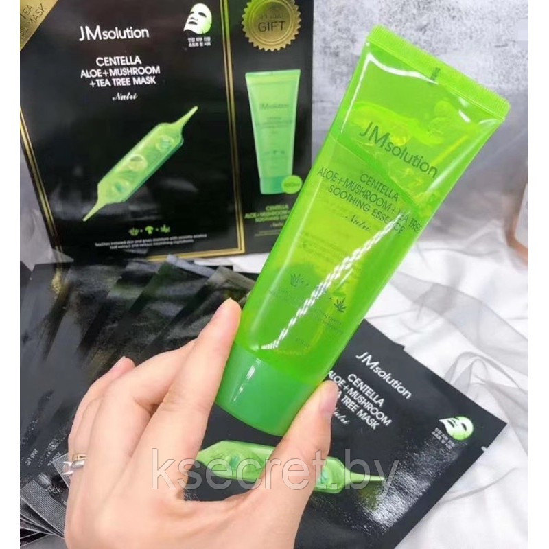 Успокаивающая гель-эссенция с центеллой JMSOLUTION Centella Aloe, Mushroom, Tea Tree Mask and Soothing - фото 2 - id-p169507363