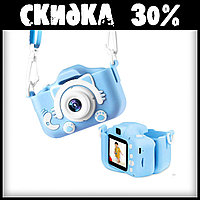 Детский фотоаппарат Childrens Fun Camera Cute Kitty Голубой