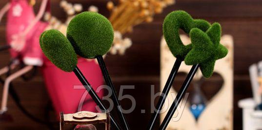 Ручка с фигуркой из искусственной травы "СЕРДЦЕ С ОТВЕРСТИЕМ", набор 3 шт шариковая для девочек - фото 3 - id-p167709967