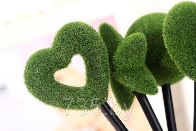 Ручка с фигуркой из искусственной травы "СЕРДЦЕ ЦЕЛОЕ", набор 3 шт шариковая - фото 5 - id-p167709971