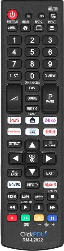 Huayu for LG "ClickPdu RM-L2022" ivi , OKKO, HD КиноПоиск, универсальный пульт (серия HOD1284)
