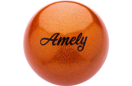 Мяч для художественной гимнастики Amely AGB-103 (19см, 400гр), оранжевый с блестками