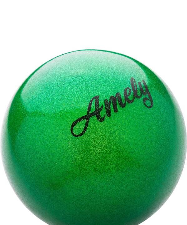 Мяч для художественной гимнастики Amely AGB-103 (19см, 400гр), зеленый с блестками - фото 2 - id-p169520312