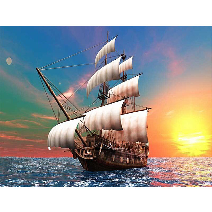 Алмазная живопись "Darvish" 30*40см Корабль на закате