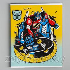 Тетрадь 48 листов в клетку, картонная обложка "Трансформеры", Transformers