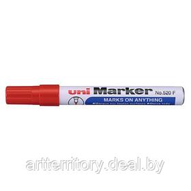 Маркер перманентный UNI MARKER NO.520F (1-3мм, пулевидный наконечник) (красный)