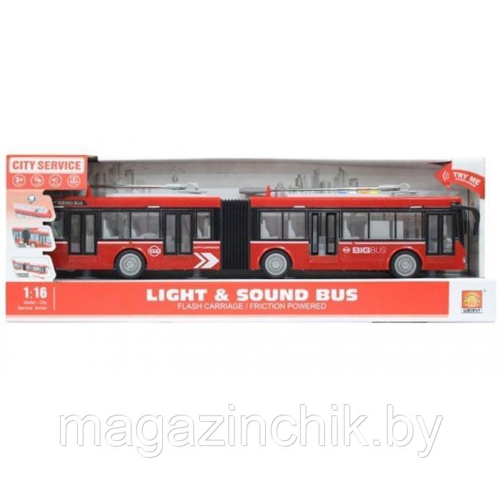 Игрушка троллейбус свет/звук, красный, инерция, WY915A - фото 2 - id-p169542914
