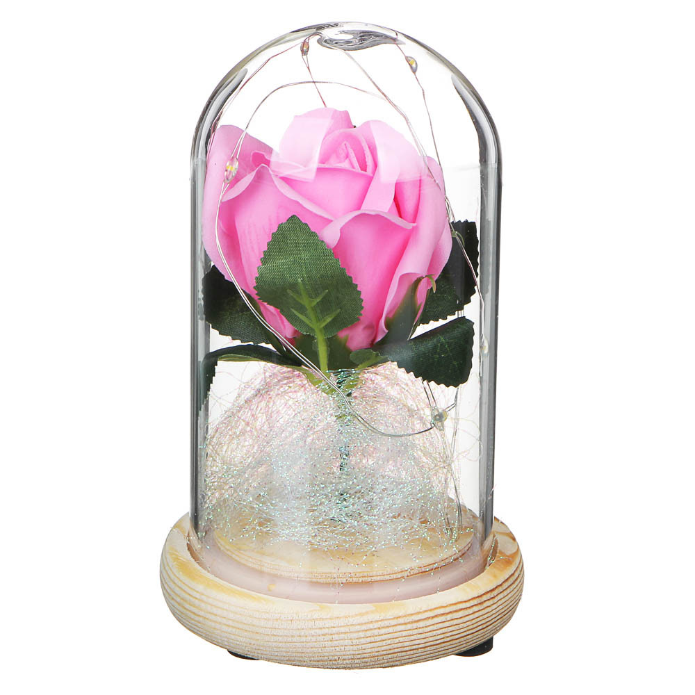 Светильник цветочная композиция Роза в колбе, 15 см - фото 2 - id-p169544157