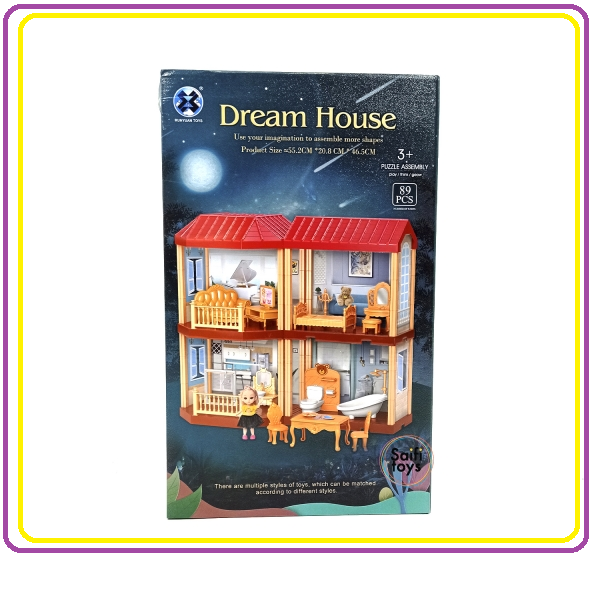556-22 Домик для куклы "Dream House" с мебелью, 89 элементов, двухэтажный - фото 1 - id-p169544674