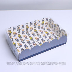 Коробка для кондитерских изделий с PVC крышкой «Мишки», 20 × 30 × 8 см
