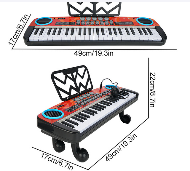 Синтезатор ( пианино) с микрофоном, работает от сети и от батареек , 49 клавиши, 4901A sf - фото 3 - id-p169544704