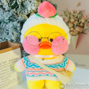 Мягкая игрушка уточка Лалафанфан (Lalafanfan duck), плюшевая уточка кукла в очках TikTok/ТикТок