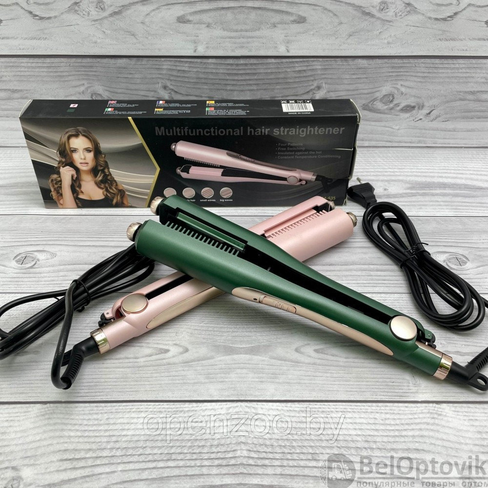 Многофункциональный 4в1 Гофре- выпрямитель для волос Multifunctional Hair Straightener LSM-635 Зеленый - фото 6 - id-p169546013