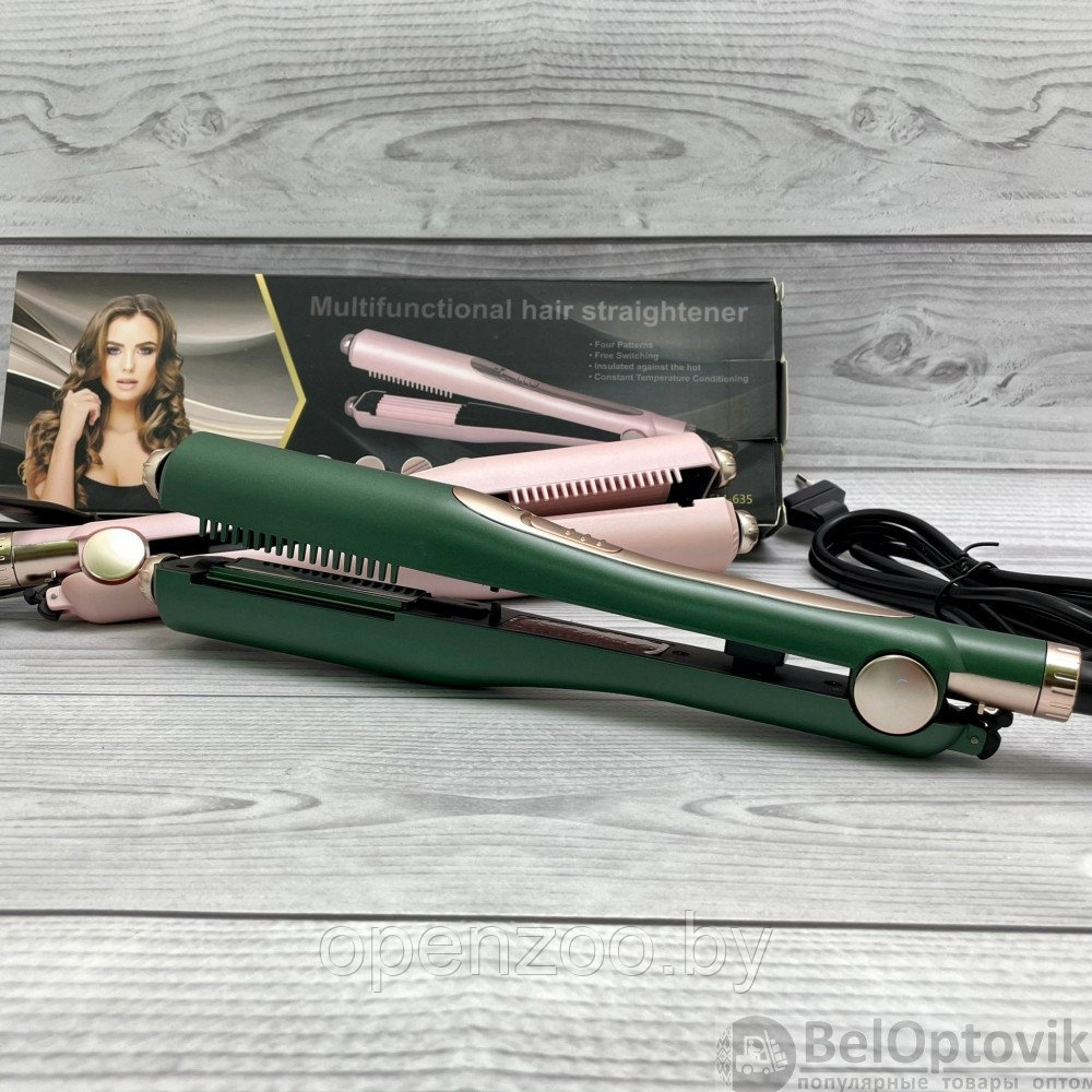 Многофункциональный 4в1 Гофре- выпрямитель для волос Multifunctional Hair Straightener LSM-635 Зеленый - фото 7 - id-p169546013