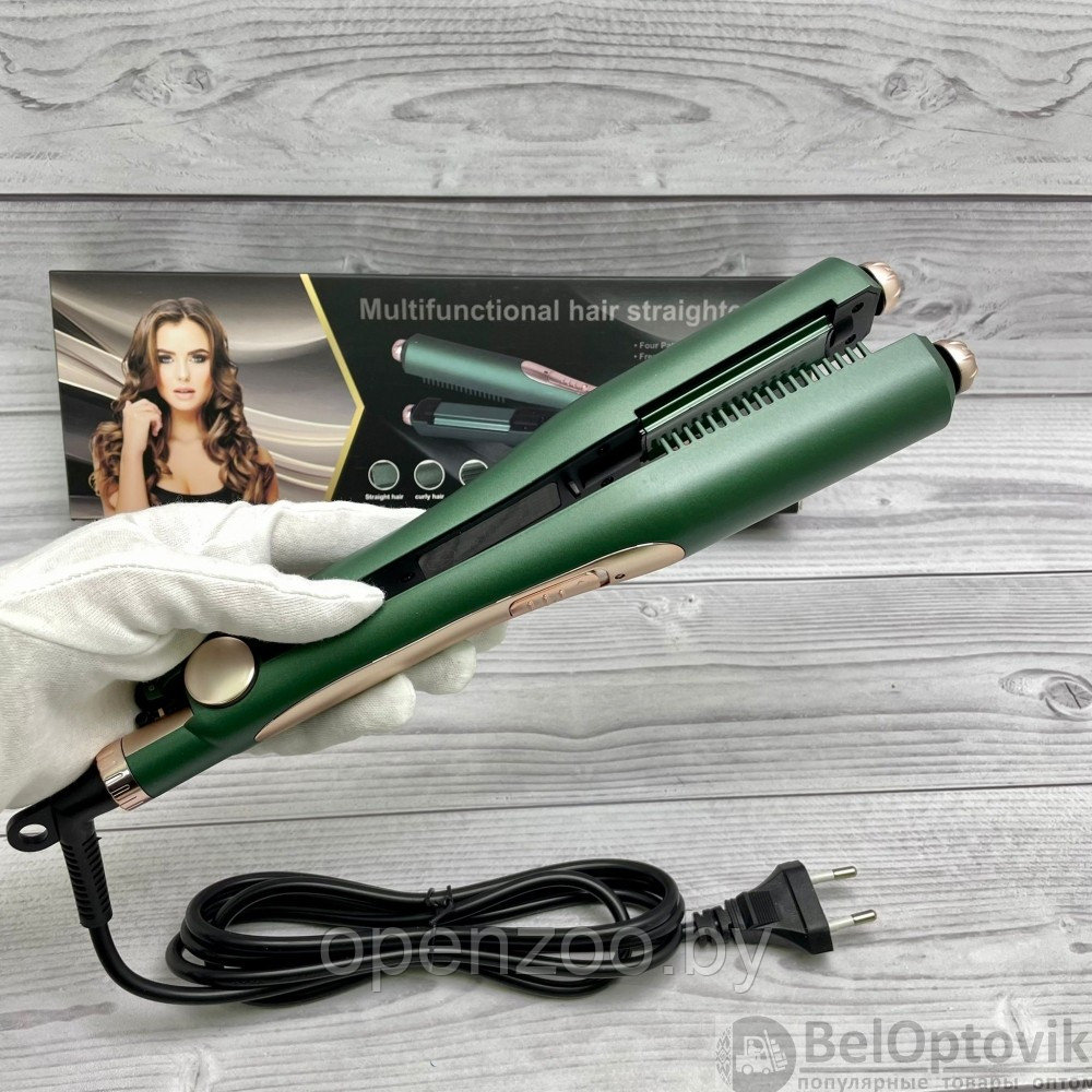Многофункциональный 4в1 Гофре- выпрямитель для волос Multifunctional Hair Straightener LSM-635 Зеленый - фото 8 - id-p169546013