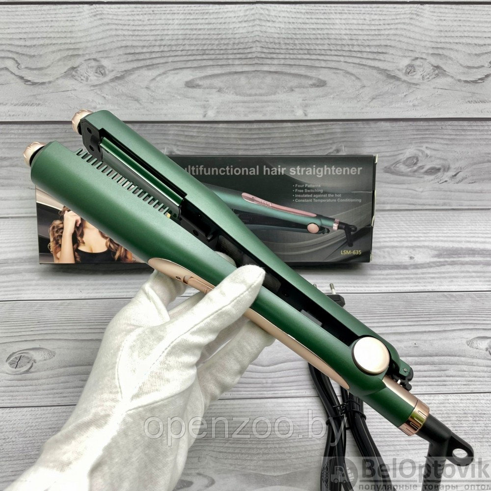 Многофункциональный 4в1 Гофре- выпрямитель для волос Multifunctional Hair Straightener LSM-635 Зеленый - фото 9 - id-p169546013