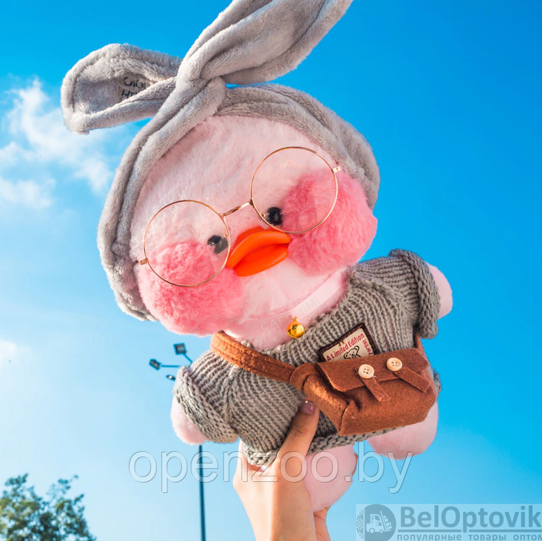 Мягкая игрушка уточка Лалафанфан (Lalafanfan duck), плюшевая уточка кукла в очках TikTok/ТикТок - фото 9 - id-p169546033