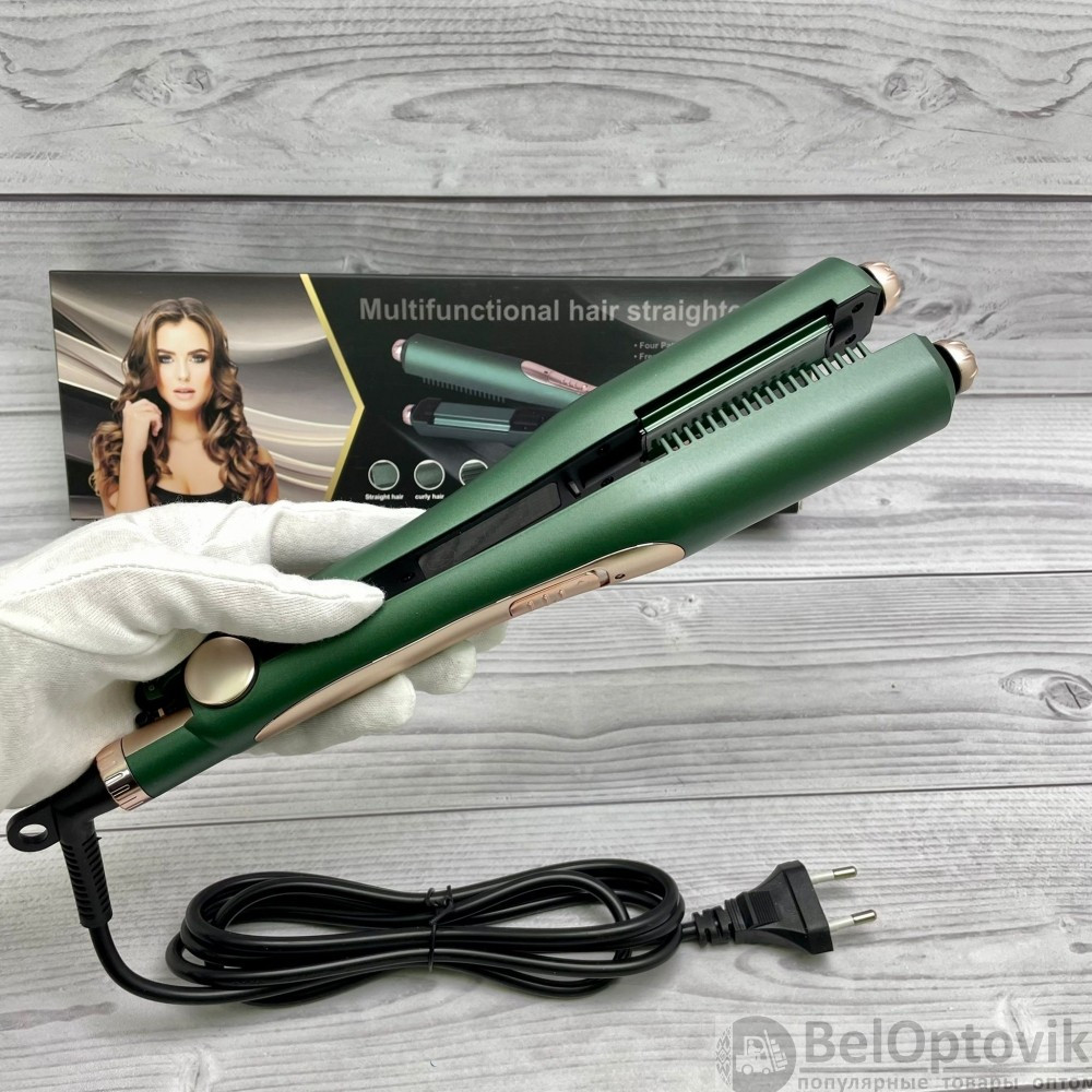 Многофункциональный 4в1 Гофре- выпрямитель для волос Multifunctional Hair Straightener LSM-635 Зеленый - фото 8 - id-p169546582