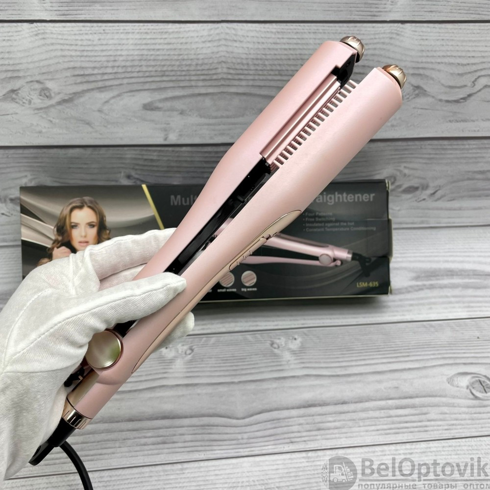 Многофункциональный 4в1 Гофре- выпрямитель для волос Multifunctional Hair Straightener LSM-635 Розовый - фото 3 - id-p169546583