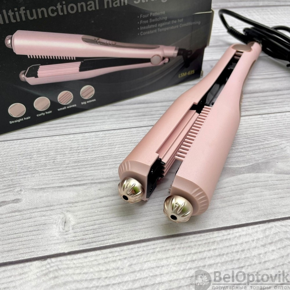 Многофункциональный 4в1 Гофре- выпрямитель для волос Multifunctional Hair Straightener LSM-635 Розовый - фото 4 - id-p169547274