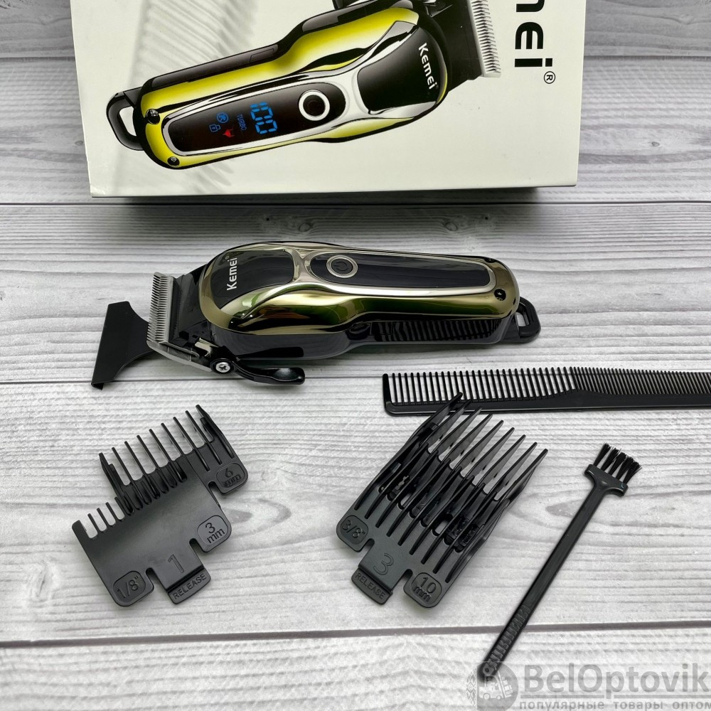 Профессиональный триммер для стрижки волос, бороды, усов Kemei KM-1990 (LED-индикатор работы и зарядки, 4 - фото 8 - id-p169547787