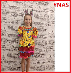 Детский карнавальный костюм платье Хохотушка, маскарадный новогодний для детей на утренник для девочки