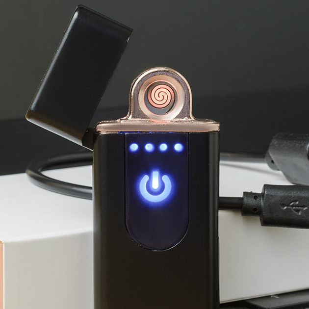 USB Зажигалка Lighter сенсорная полуокруглый экран Черная - фото 1 - id-p169553111