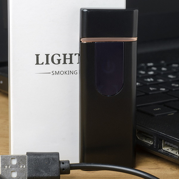 USB Зажигалка Lighter сенсорная полуокруглый экран Черная - фото 3 - id-p169553111