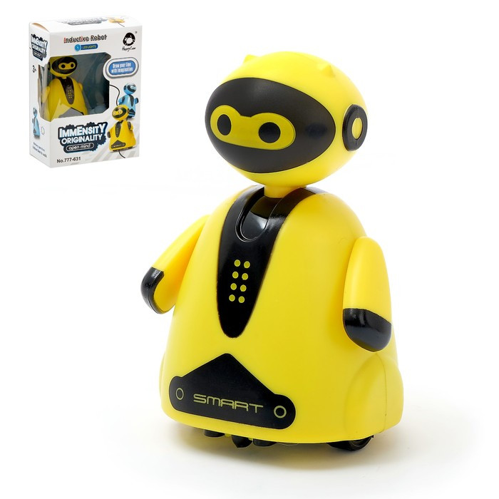 Робот «Умный бот», ездит по линии, световые эффекты, цвет жёлтый - фото 1 - id-p169554086