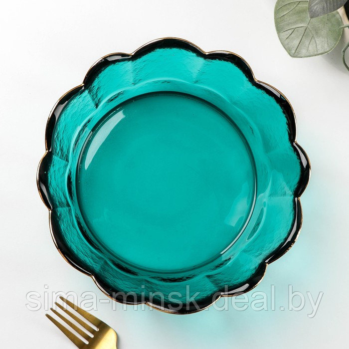 Салатник стеклянный фигурный «Цветочный», d=19,5 см, цвет изумрудный - фото 2 - id-p169557353