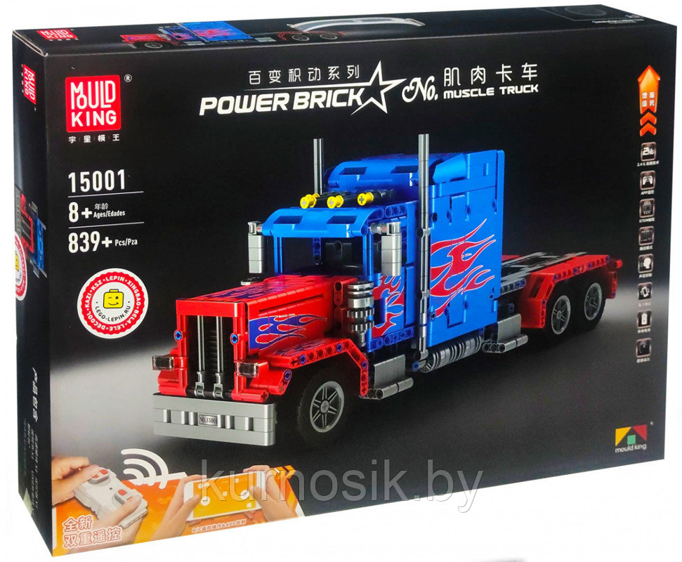 Конструктор 15001 MOULD KING Грузовик Peterbilt 389 Optimus Prime на радиоуправлении, 839 деталей - фото 1 - id-p140920209