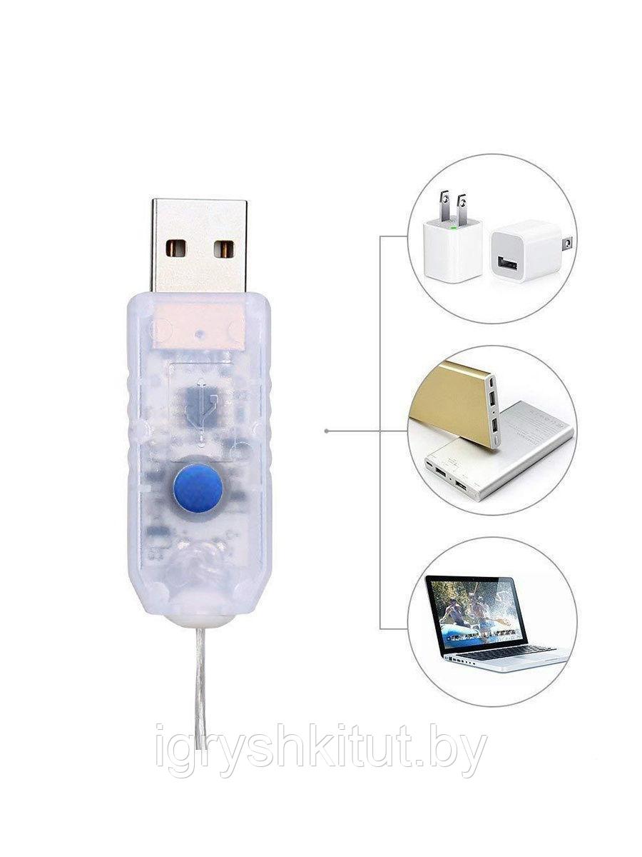 Светодиодная гирлянда 5м от USB с пультом. Цвет ламп - белый - фото 6 - id-p169566072