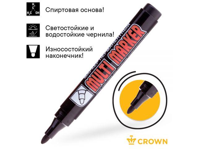 Маркер промышл. перманентный фетровый черный CROWN MULTI MARKER (толщ. линии 3.0 мм. Цвет черный) (CROWN