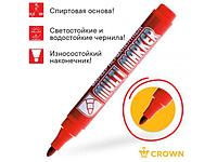 Маркер промышл. перманентный фетровый красный CROWN MULTI MARKER (толщ. линии 3.0 мм. Цвет красный) (CROWN