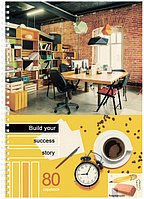 Тетрадь на гребне А4 BG Креативный офис, 80 листов, клетка, глянцевая ламинация, твердая обложка