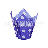Форма бумажная Тюльпан Фиолетовый в белый горох (Россия, 50х80 мм, 10 шт)