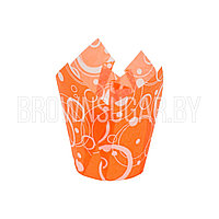 Форма бумажная Тюльпан Оранжевый с белыми кольцами (Россия, 50х80 мм, 10 шт)