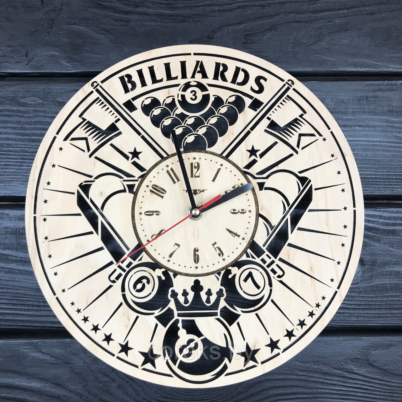 Часы настенные деревянные "Billiards" (размер 30*30 см)