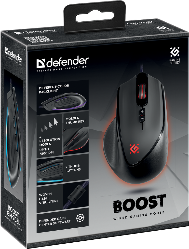 Мышь игровая DEFENDER Boost GM-708L 7кнопок 7200dpi 52708 - фото 4 - id-p169250823