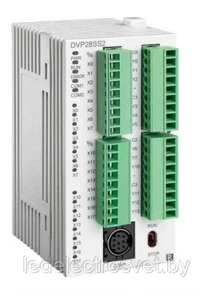 Программируемый логический контроллер DVP28SS211R, 16DI, 12RO, 24VDC, 8K шагов, RS232, RS485 - фото 1 - id-p169477197